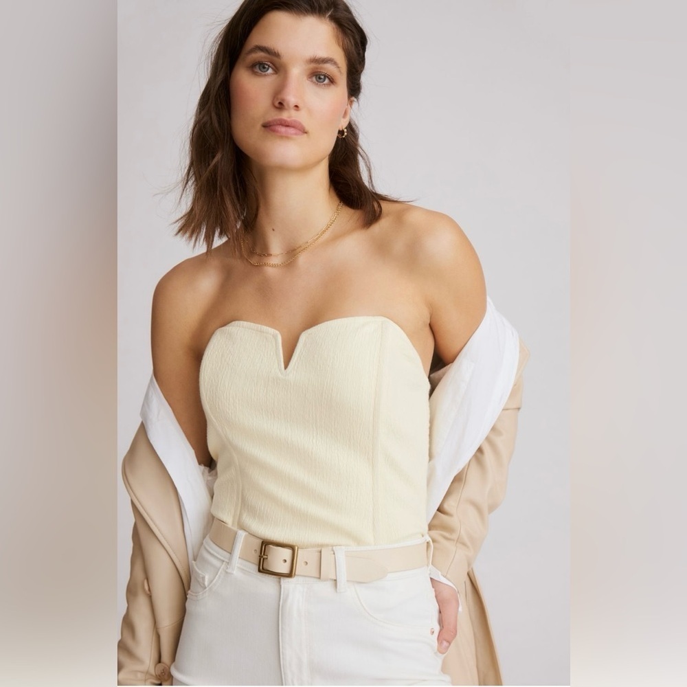 Anthropologie Bustier Top NWT Rare Butter Yellow Strapless Corset Top S